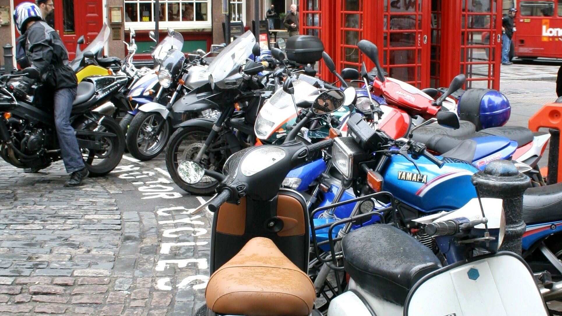 Parked motorcycles